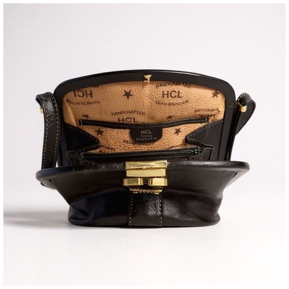 Vintage HCL Leather Crossbody Bag W/ Gold Accents - Picture 6 of 13